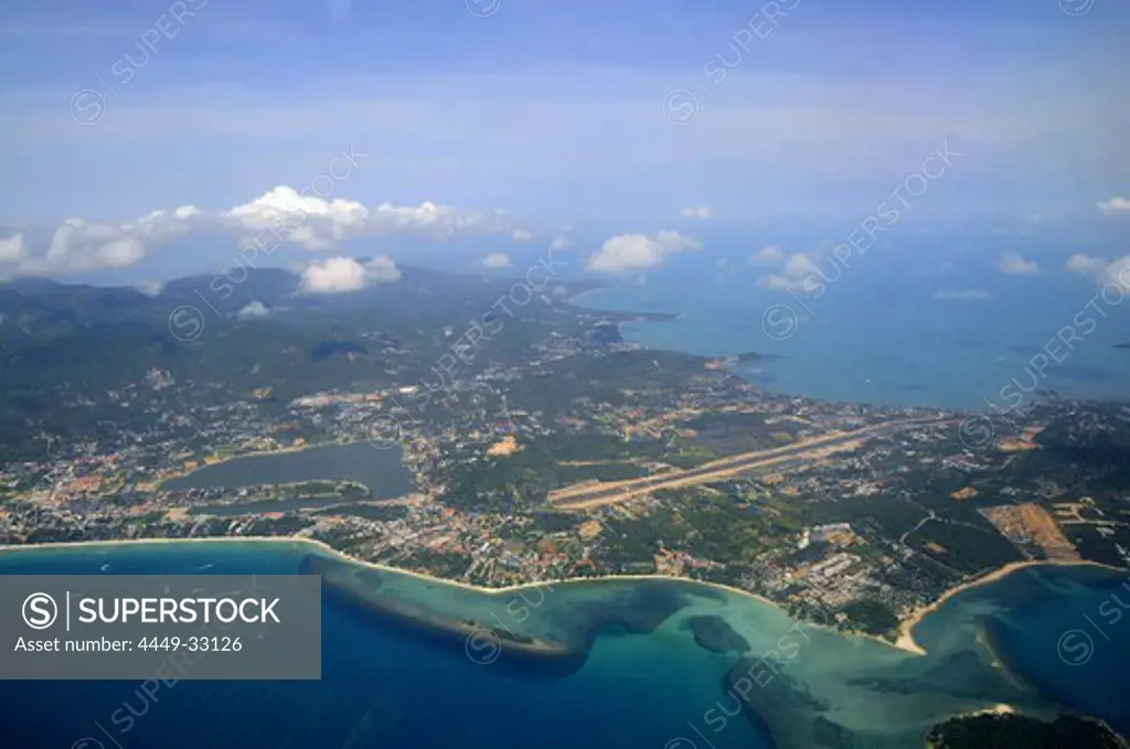 Aerial view of Chaweng Beach and the north coast, Ko Samui, Thailand