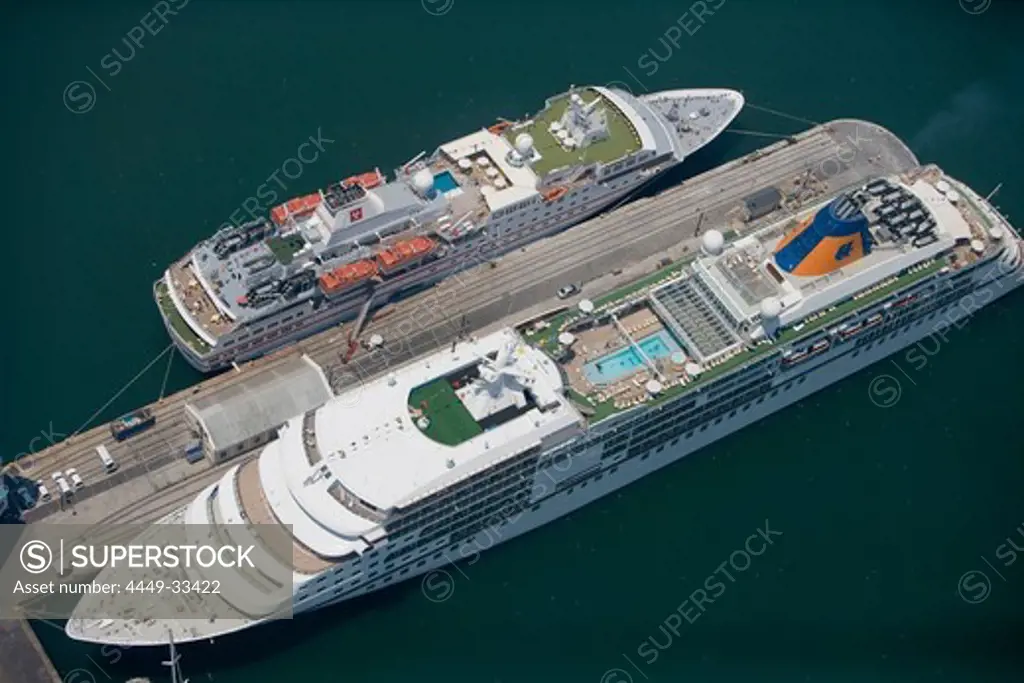 Aerial Photo of Cruiseships MS Europa and MS Hanseatic, Cape Town, Western Cape, South Africa, Africa