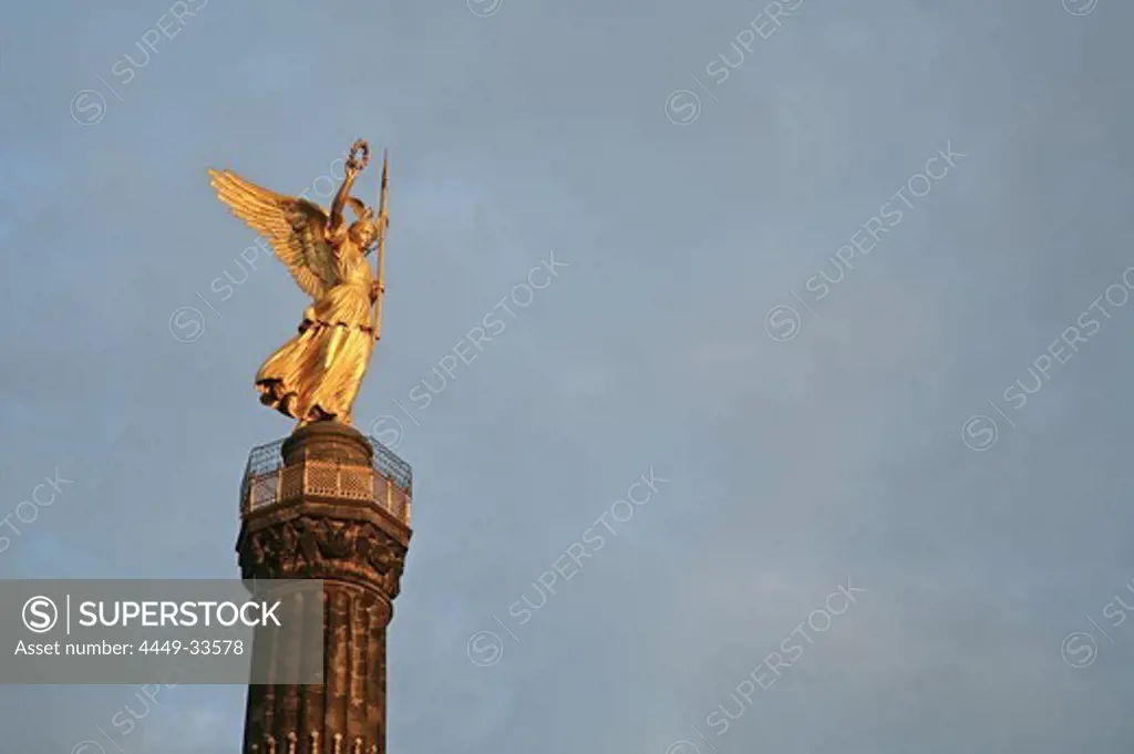 The Victory Column, Siegessaeule with golden statue of the victory goddess, at the Grosser Stern, in Berlin, Germany