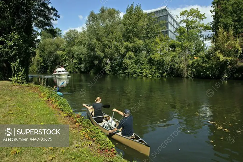 People in a canoe on the Landwehrkanal, Berlin, Germany, Europe