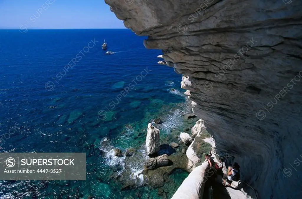 Escalier du Roi d´Aragon, Bonifacio, staircase in the cliffs of Bonifacio, Corsica, France