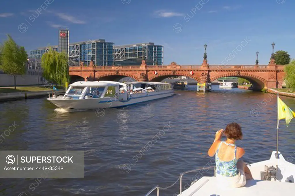 Excursion boat near Moltke Bridge, Berlin, Germany