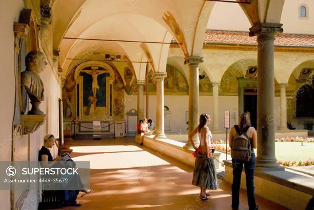 Museo di San Marco, tourits in the cloister, Florence, Tuscany, Italy, Europe