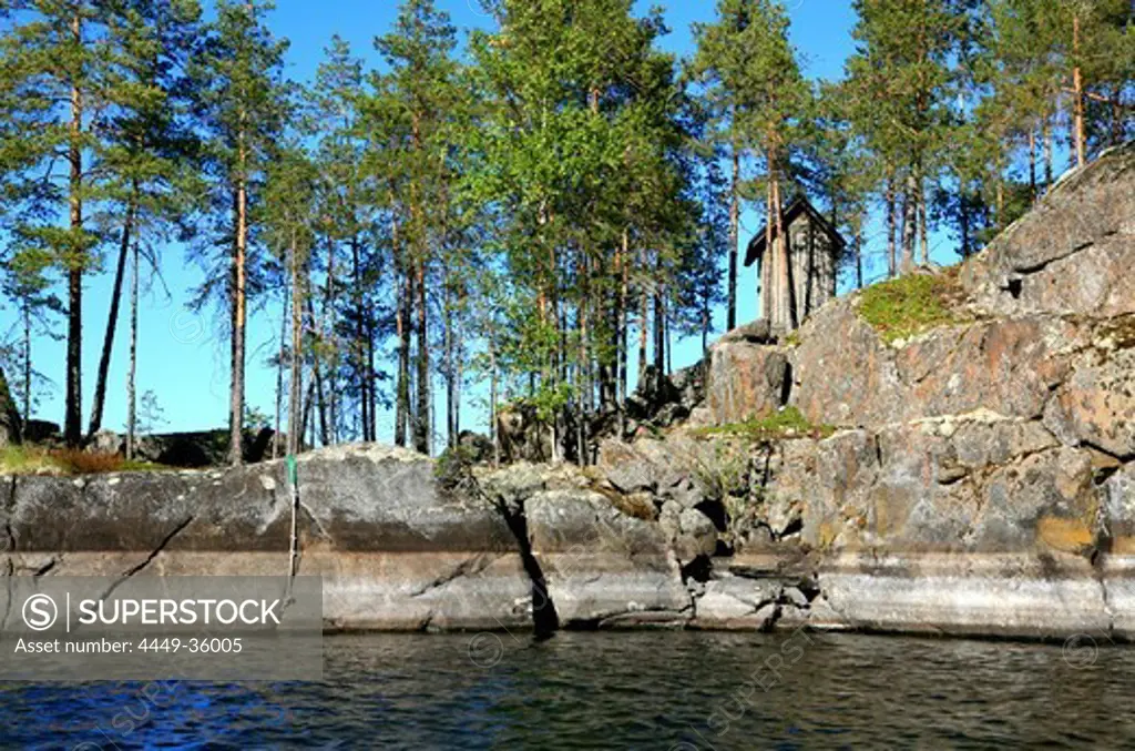 Private island on lake Saimaa in the sunlight, Saimaa Lake District, Finland, Europe