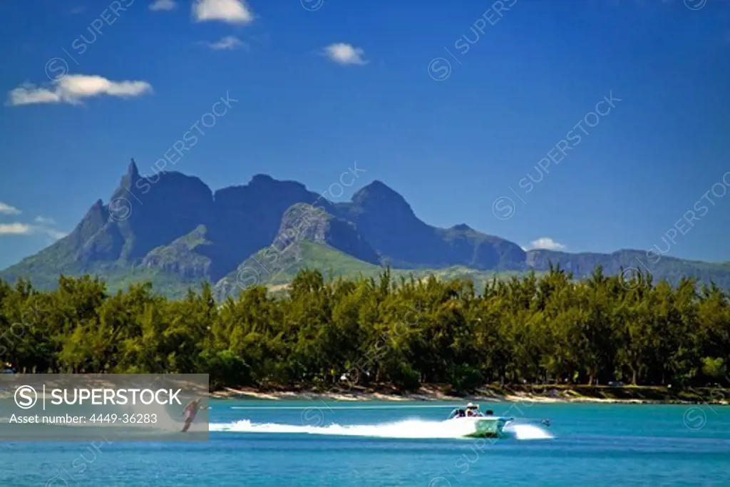 Water ski of Club Med at La Pointe aux Canonniers at north east coast Mauritius, Africa