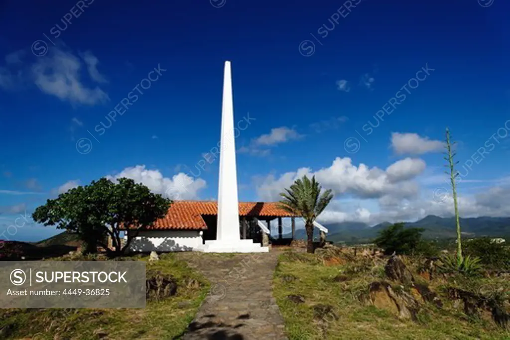 The obelisk at Fortin la Galera, Juangriego, Isla Margarita, Nueva Esparta, Venezuela