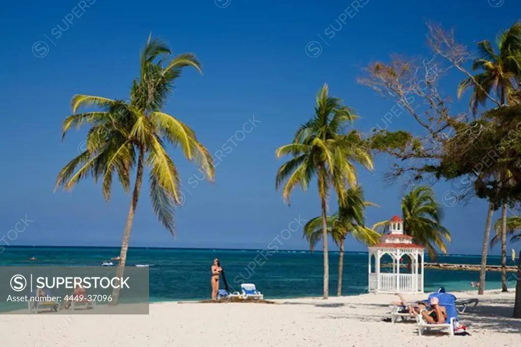 Pavilion at sandy beach, Guardalavaca, Holguin, Cuba, West Indies
