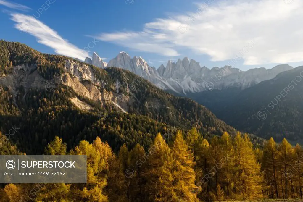 St. Magdalena, Villnoess Valley, Geisler range in background, Trentino-Alto Adige/Suedtirol, Italy