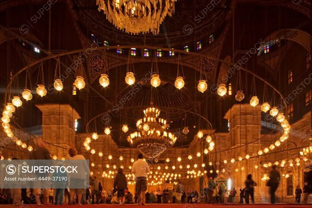 People inside the Mosque of Muhammad Ali, Cairo, Egypt, Africa