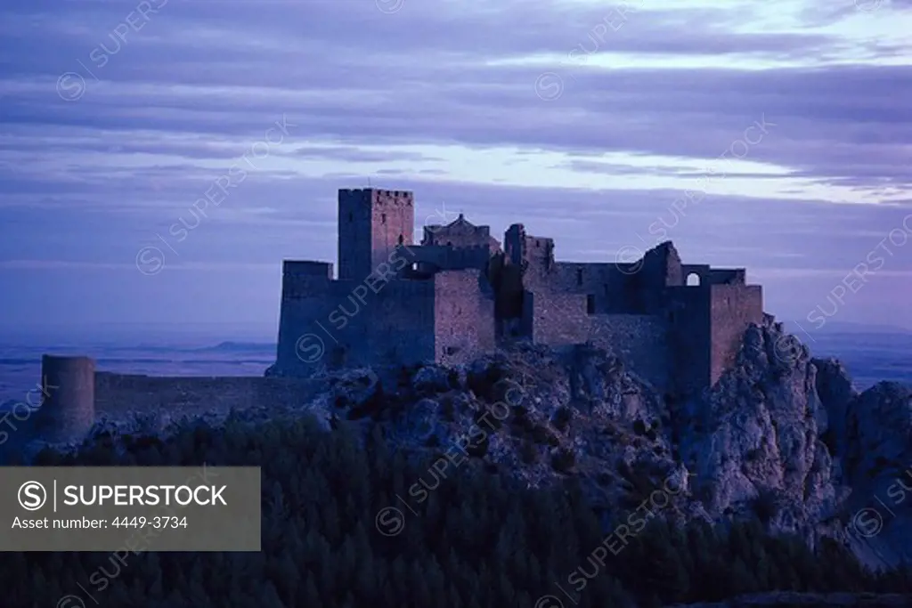 Castle in the morning light, Castillo de Loarre, near Ayerbe, Prov. Huesca, Aragon, Spain