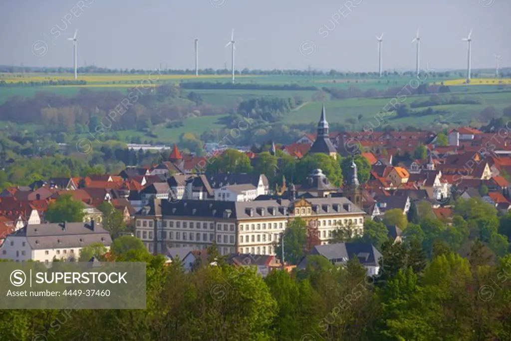 View at Bueren with former Jesuit college and church, Teutoburger Wald, North Rhine-Westphalia, Germany, Europe