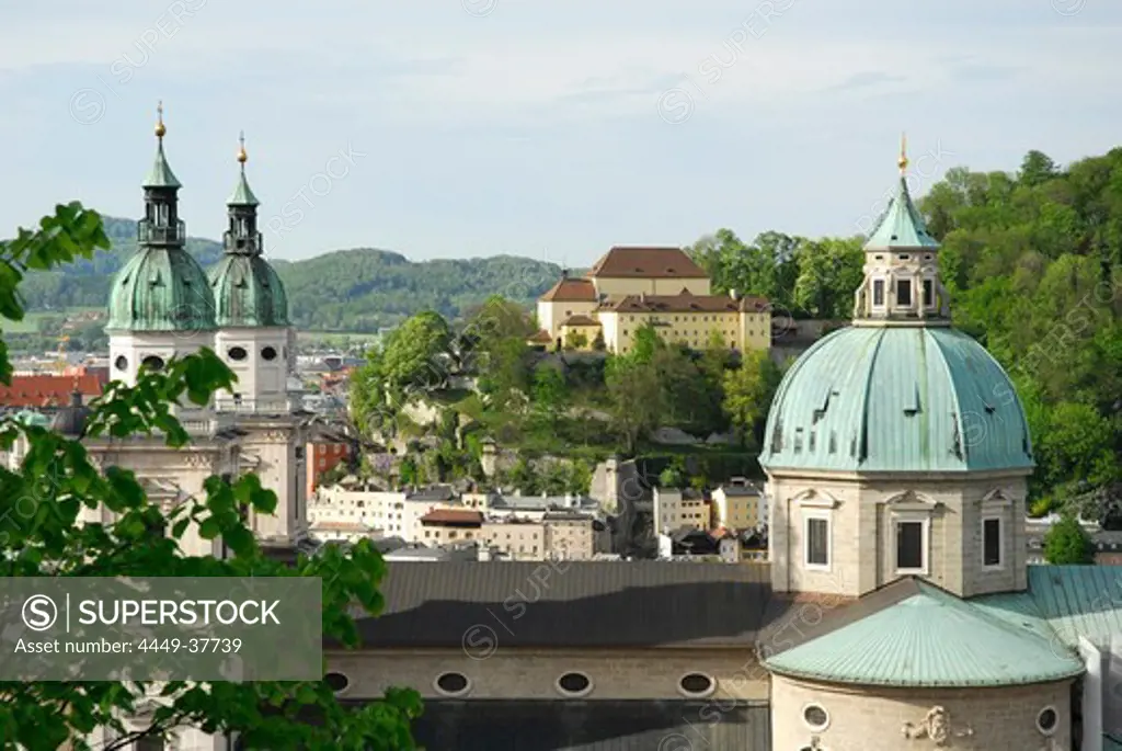Salzburg Cathedral, Capuchin monastery in background, Salzburg, Salzburg state, Austria