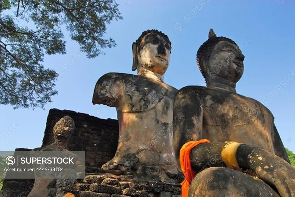 Sitting Buddhas at Wat Phra Si Rattana Mahatat, Si Satchanalai Chalieng Historical Park, Province Sukothai, Thailand, Asia
