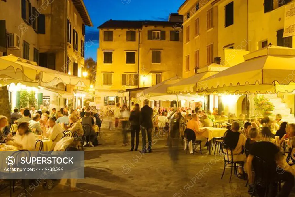 Evening on piazza Duca d'Aosta in Grado, Udine Province, Friuli-Venezia Giulia, Italy