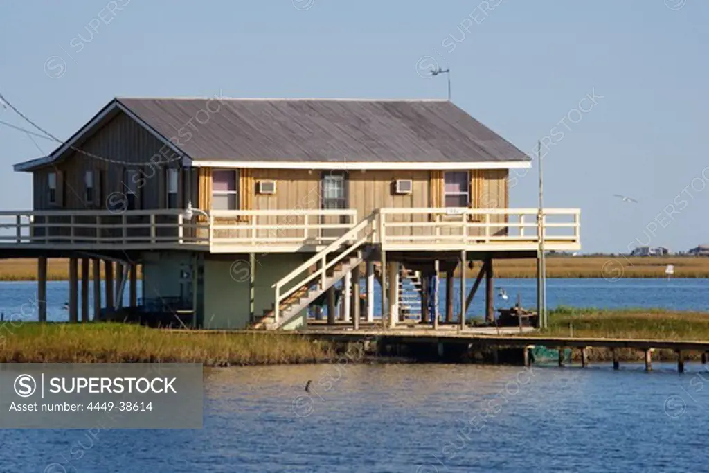 House on stilts near Golden Meadow, south of New Orleans, Louisiana, USA