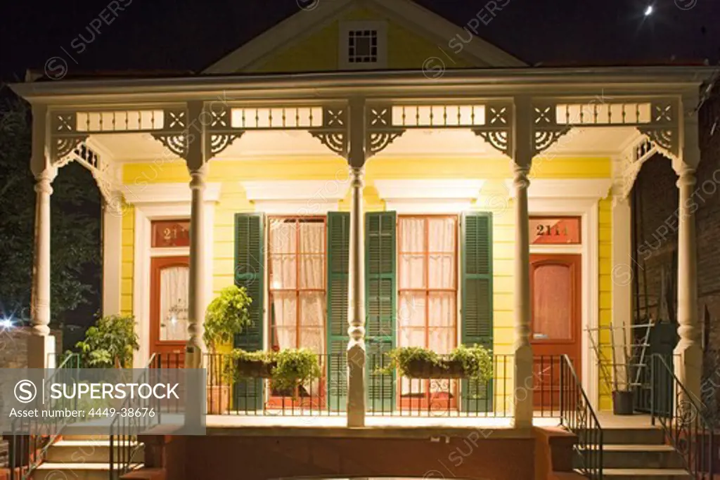 Creole house with a porch in the French Quarter, New Orleans, Louisiana, USA