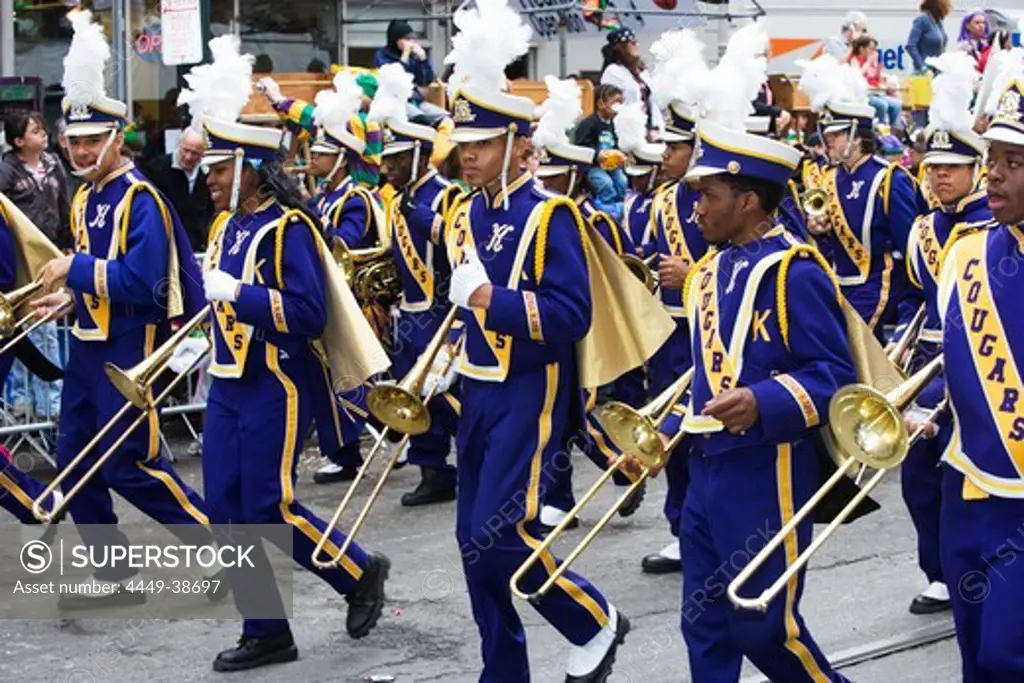 Brass band at the Carnival Parade on Mardi Gras, French Quarter, New Orleans, Louisiana, USA