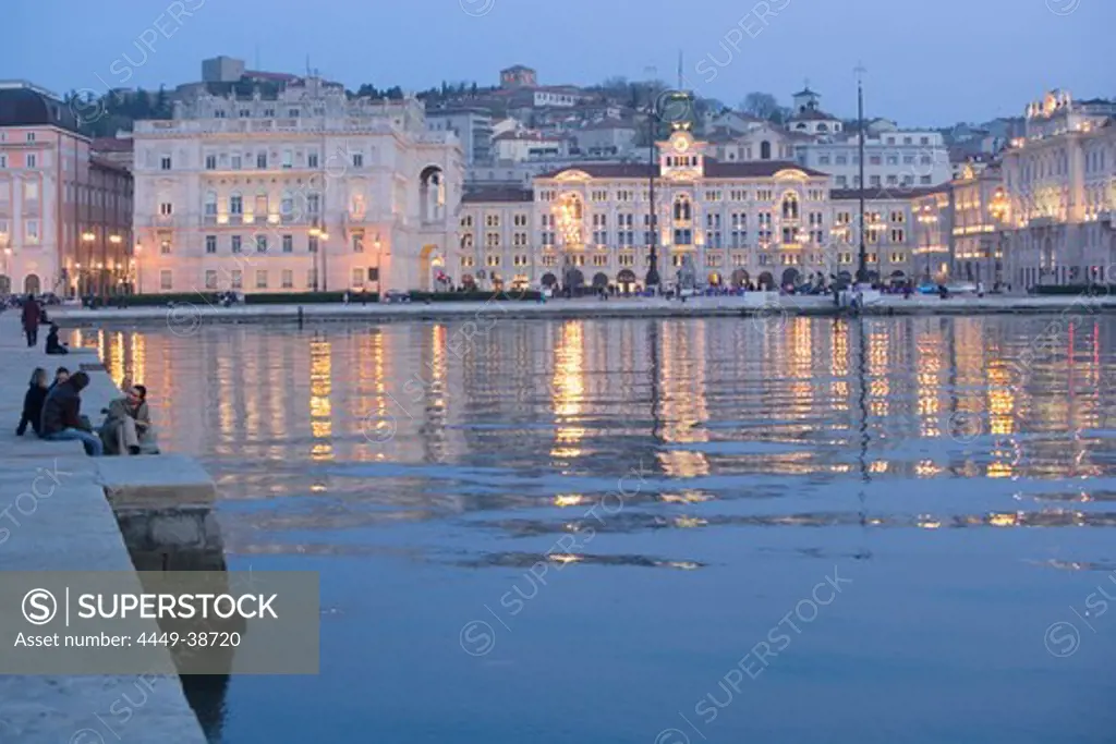 Molo Audace and Piazza dell'Unita d'Italia in the background, Trieste, Friuli-Venezia Giulia, Upper Italy, Italy