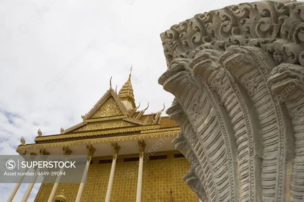 Temple Prasat Nokor Vimean Sour under clouded sky, Udong, Phnom Penh Province, Cambodia, Asia