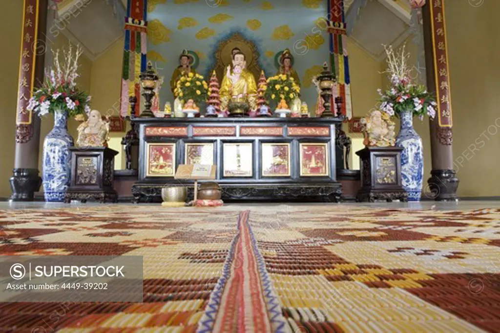Interior view of the Thien Van Hanh Pagoda at Dalat, Lam Dong Province, Vietnam, Asia