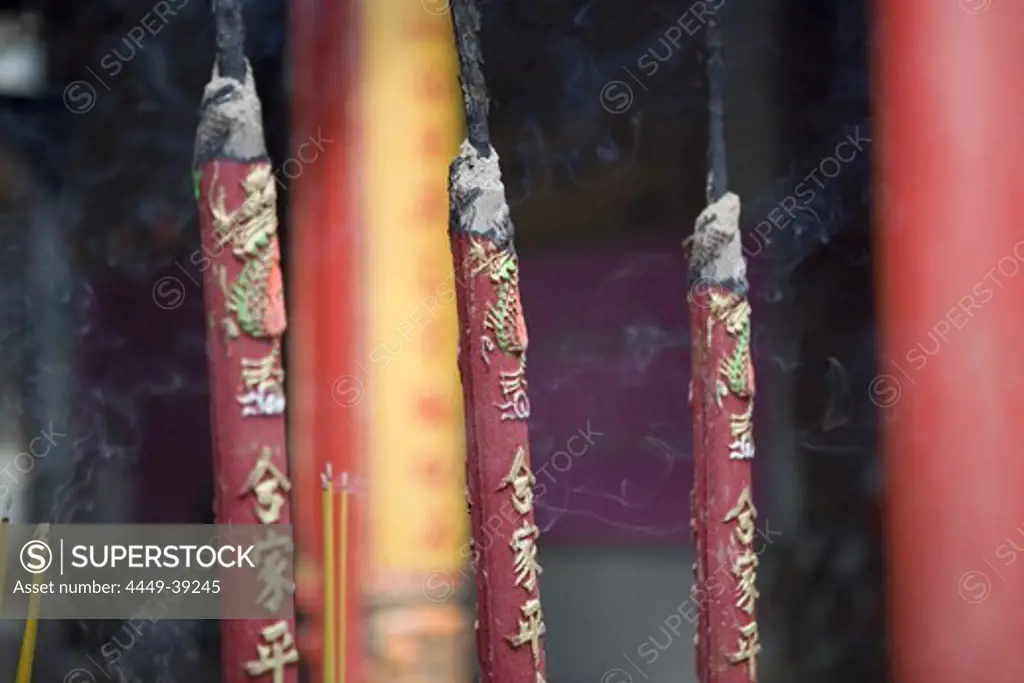 Incense sticks at a chinese pagoda at Cholon, Saigon, Hoh Chi Minh City, Vietnam, Asia