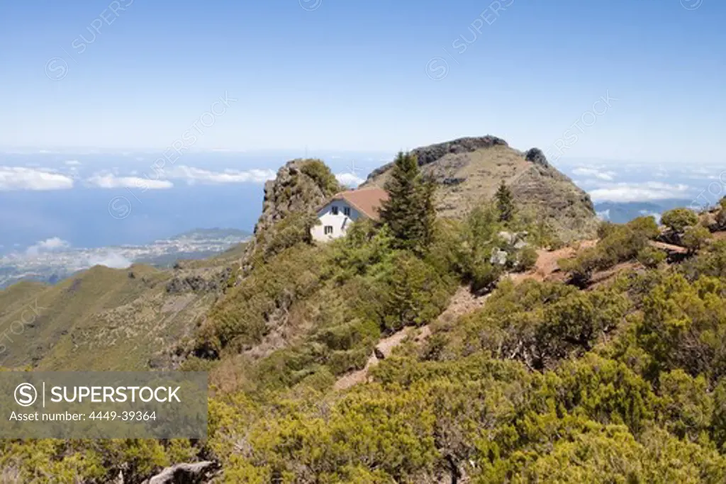 Hut on a trail to Pico Ruivo Summit, Pico Ruivo, Madeira, Portugal