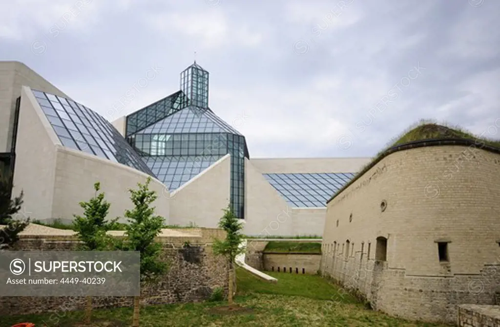 Mudam museum with Fort Thuengen on the Kirchberg, City of Luxembourg, Luxembourg, Europe