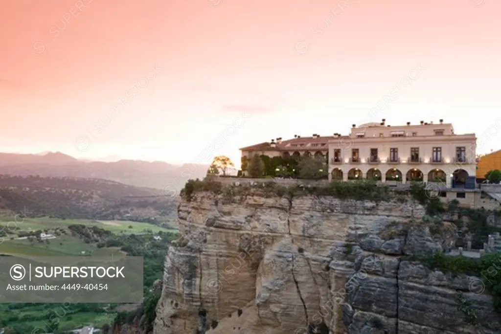 View from Puente Nuevo over the valley and gorge, Ronda, Province Malaga, Andalucia, Spain