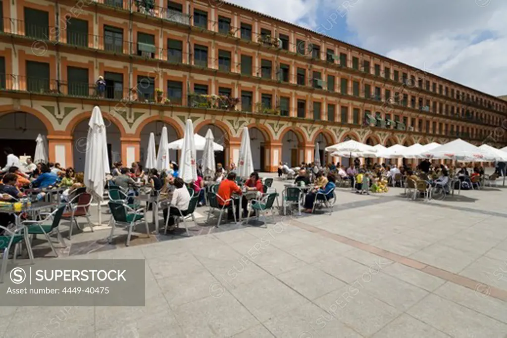 Cafes on Plaza de la Corredera, Cordoba, Andalucia, Province Cordoba, Spain