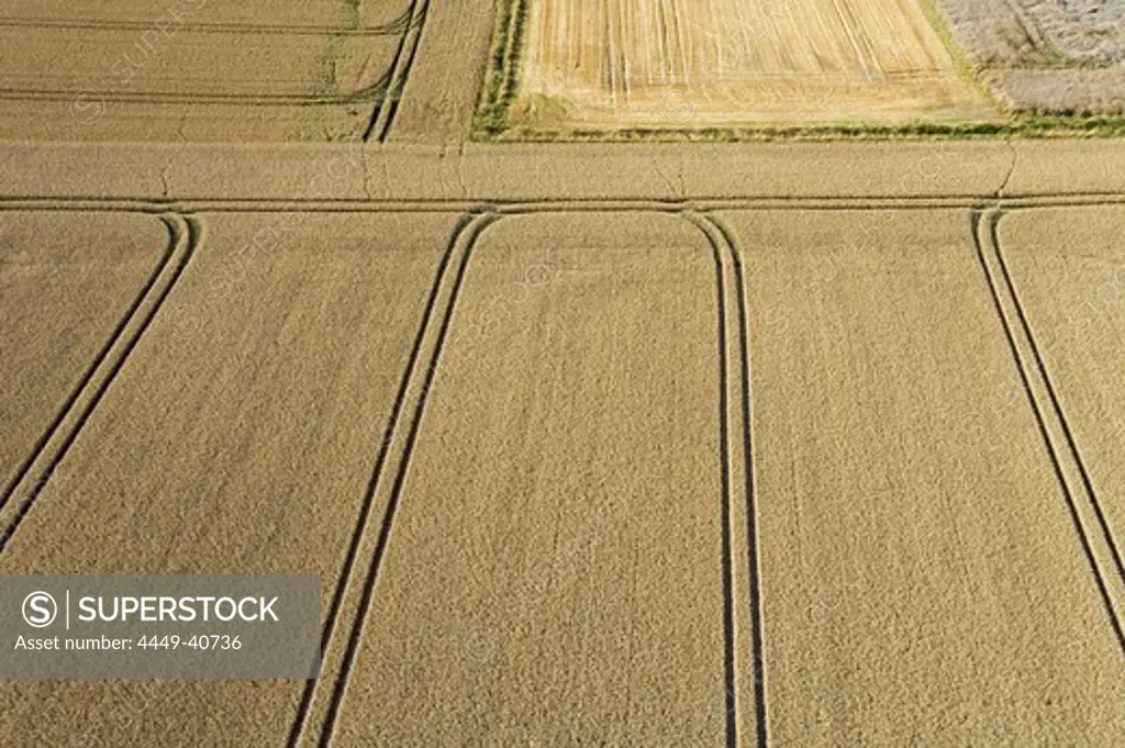 aerial view of fields, region Hanover, Lower Saxony, northern Germany