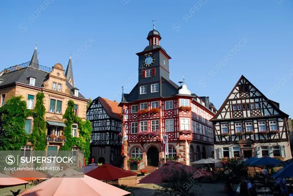 Town hall at market square, Heppenheim, Hesse, Germany