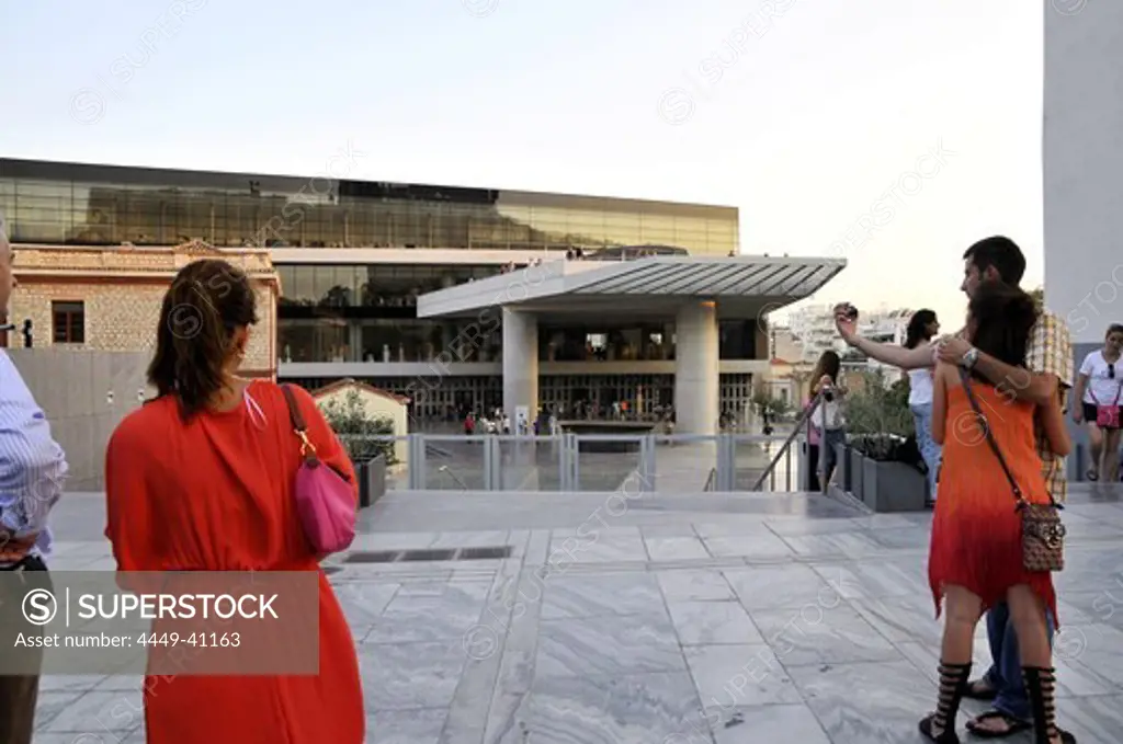 People at Acropolis museum, Athens, Greece, Europe