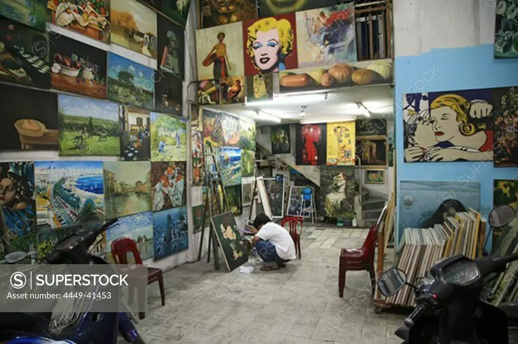 Reproductions of famous artworks in a shop at Saigon, Ho Chi Minh City, Vietnam, Vietnam, Asia