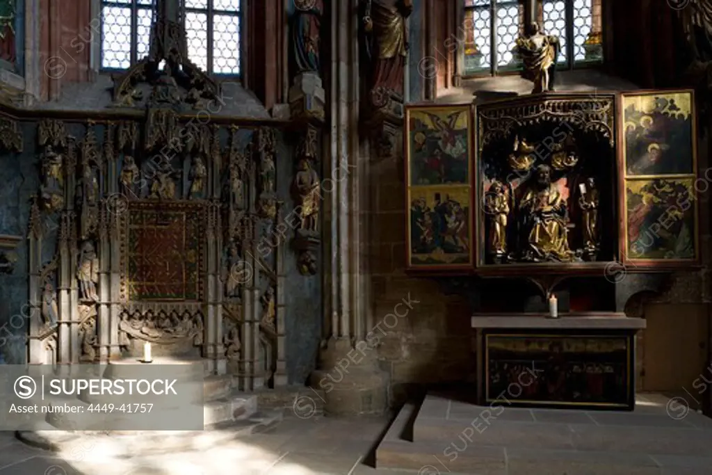 Altar in St. Sebaldus church, Sebalduskirche in Nuremberg, Nuremberg, Bavaria, Germany, Europe