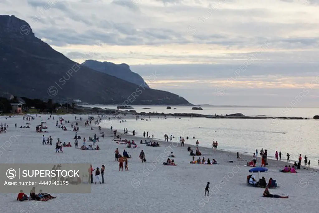 People on the beach in the evening, Camps Bay, Capetown, Western Cape, RSA, South Africa, Africa