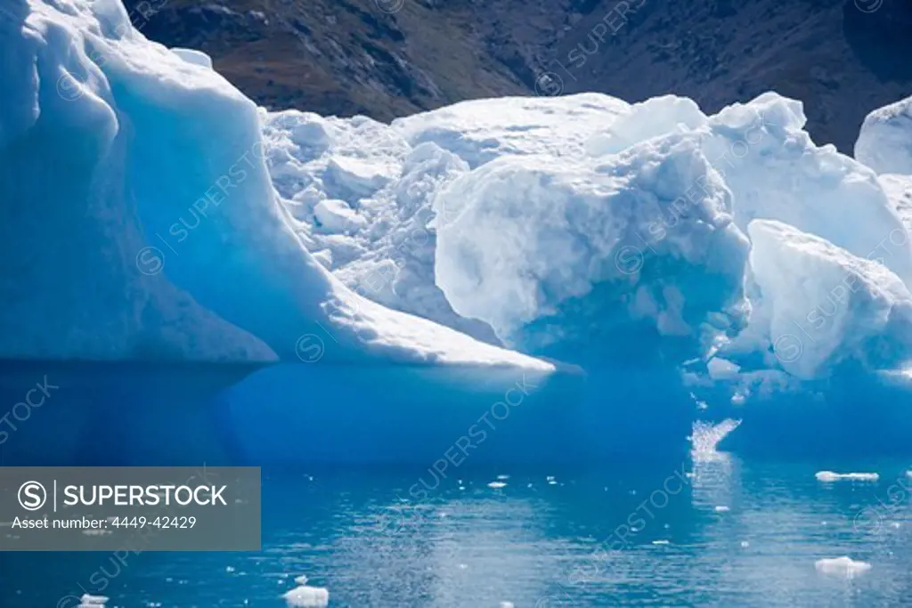Blue iceberg in Qooroq Fjord, Narsarsuaq, Kitaa, Greenland