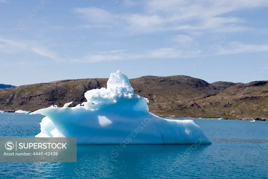 Yacht-shaped iceberg at Qooroq Fjord, Narsarsuaq, Kitaa, Greenland