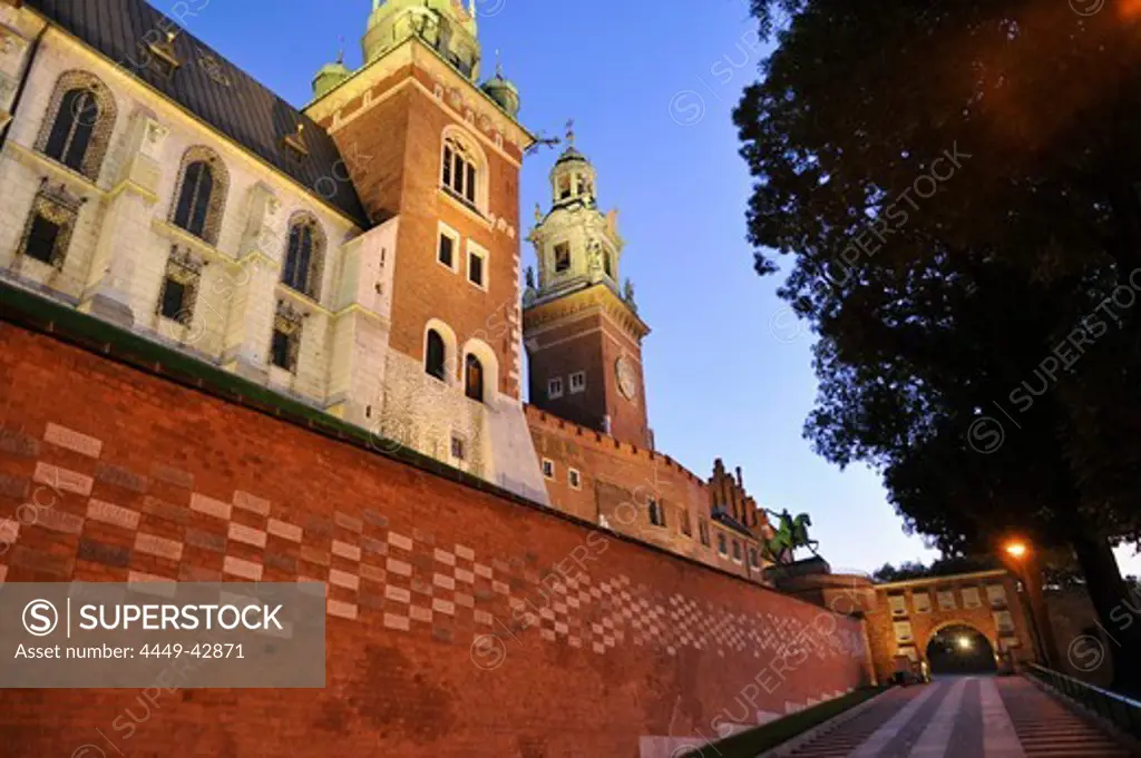 Wawel cathedral in the evening, Krakow, Poland, Europe