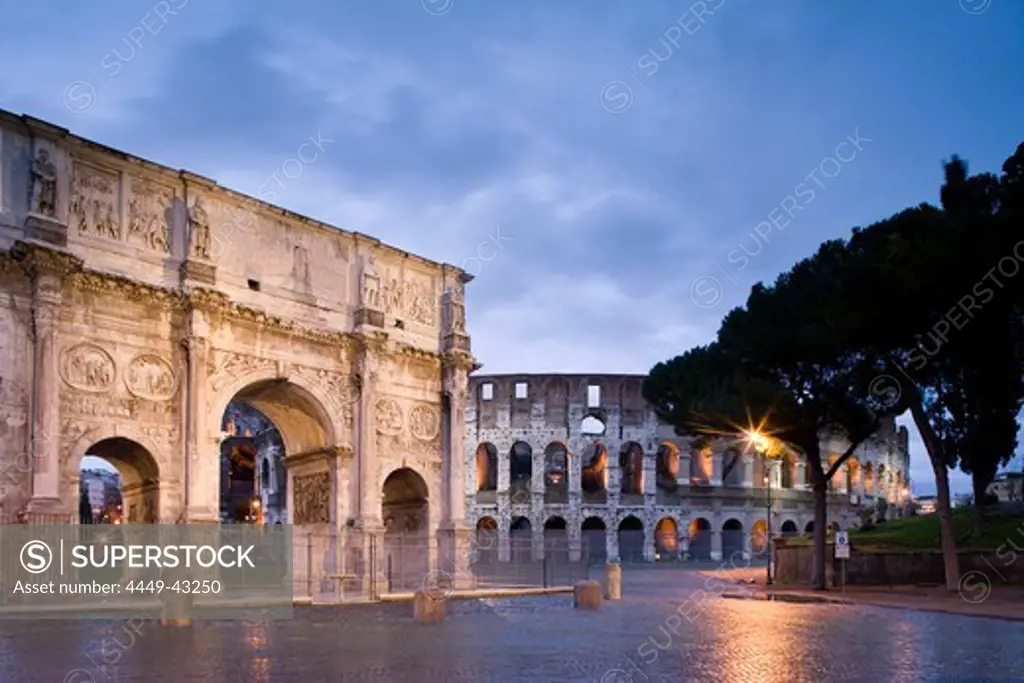 Arch of Constantine next to the Roman Colosseum, Rome, Italy, Europe