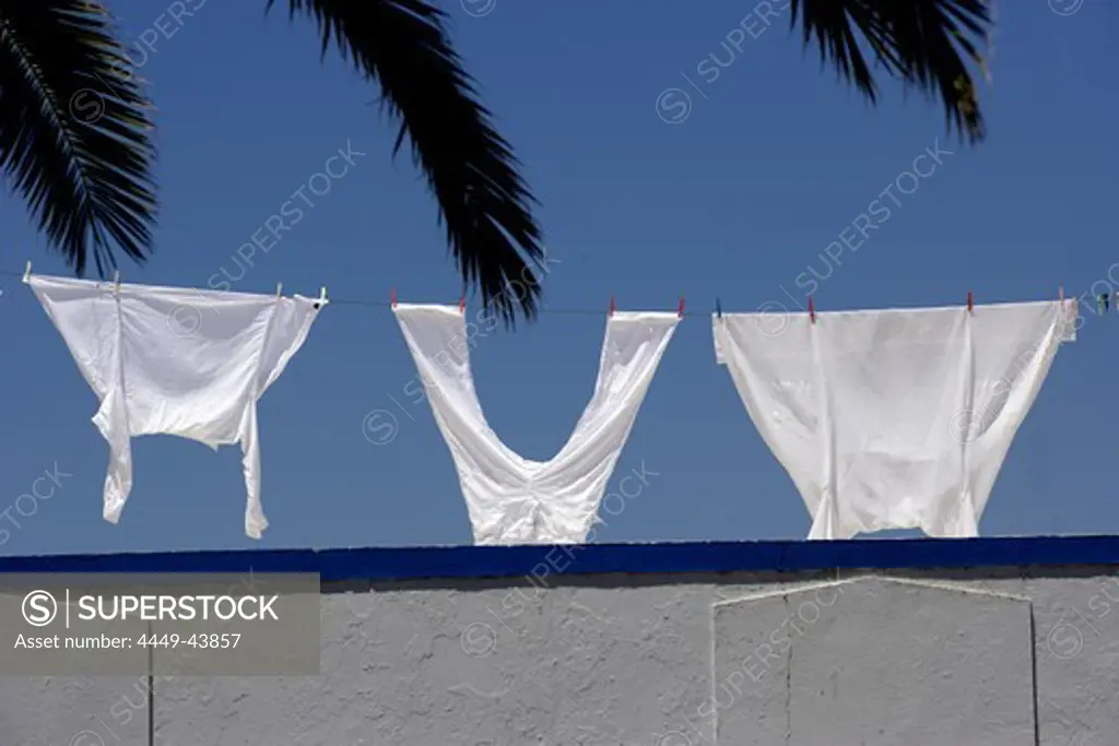 Clothline with laundry, Albufeira, Alagrve, Portugal