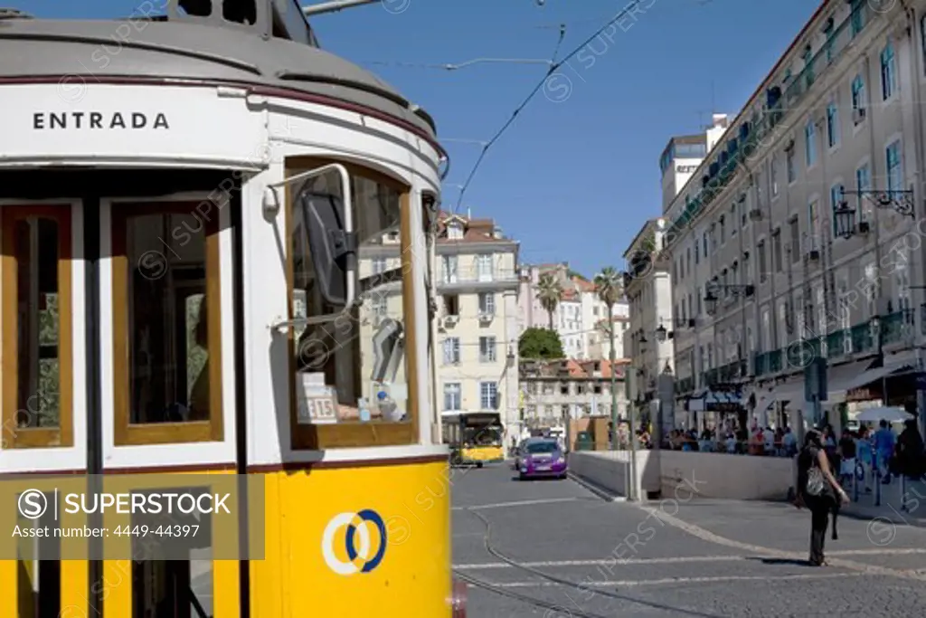 Tram on the Praca da Figueira, Lisbon, Portugal
