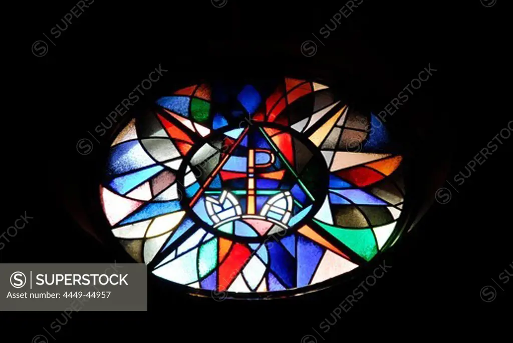 Stained glass window in St. Stephans church, Mainz, Rhineland-Palatinate, Germany