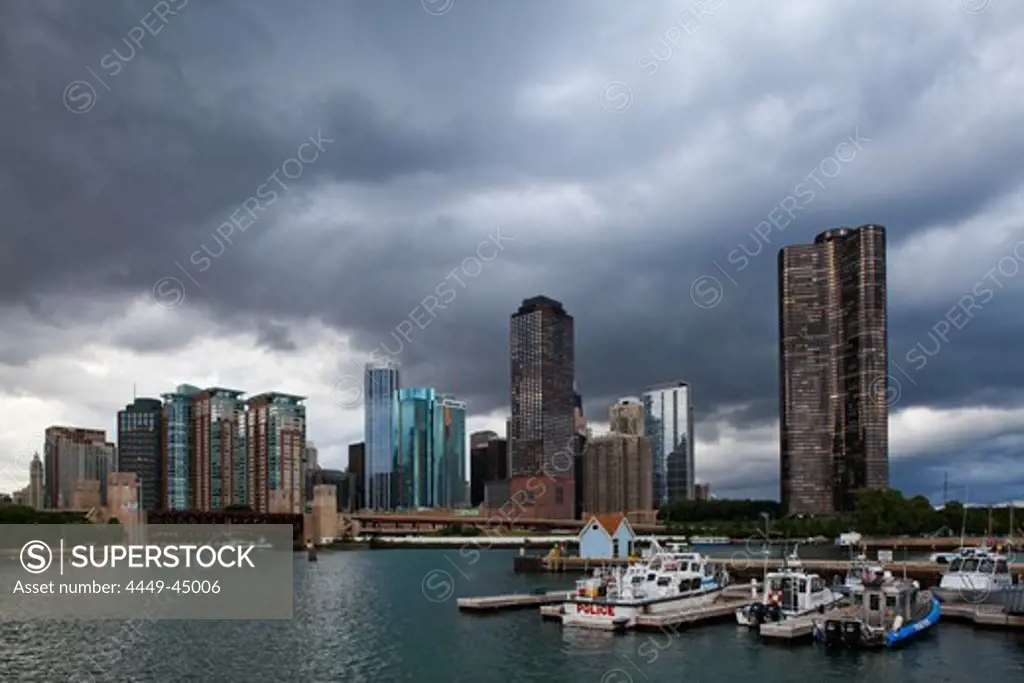 Skyline with Lakeview Tower (right), Chicago, Illinois, USA