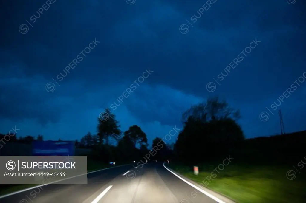 Country road at night, Austria