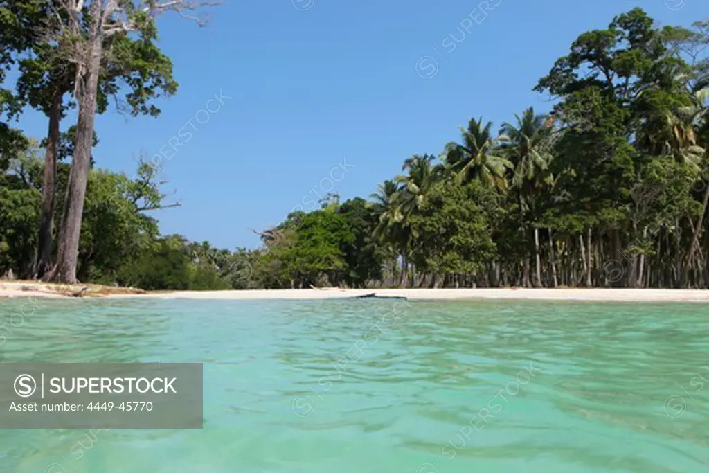 View across Lalaji Bay in the sunlight, Long Island, Middle Andaman, Andamans, India