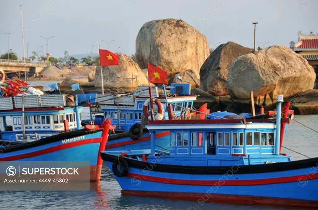 Fishing boats in the delta of the river Cai, Nha Trang, Vietnam