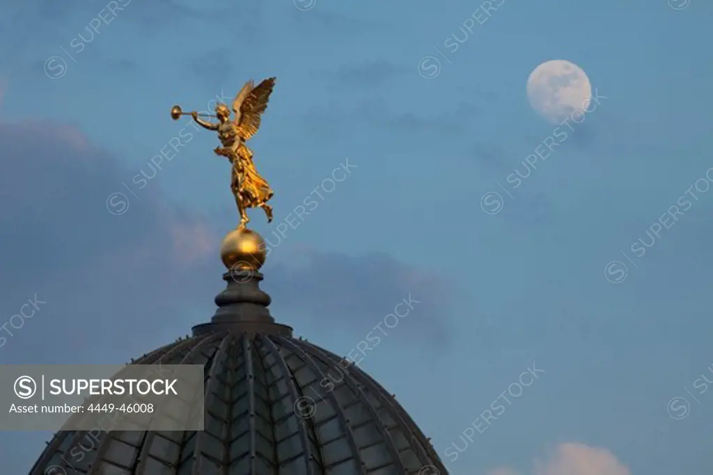 Angel on the top of the dome of the Lipsius building, Dresden, Saxony, Germany