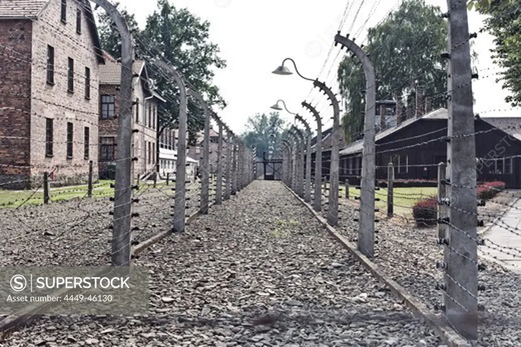 Electrified barbed wire ring surrounding the Auschwitz Concentration Camp, Oswiecim, Poland, Europe