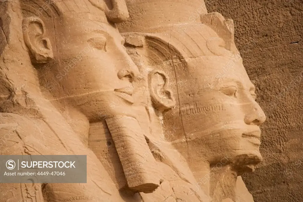 Giant statues at the temple of Rameses II., Abu Simbel, Egypt, Africa