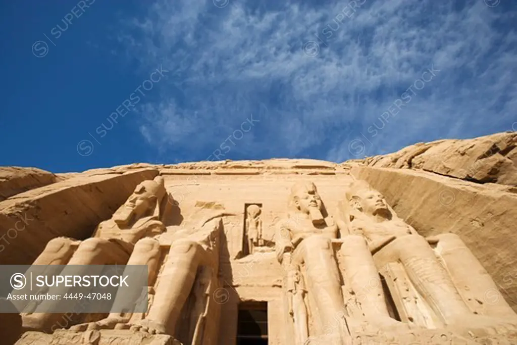 Giant temple of Rameses II. in the sunlight, Abu Simbel, Egypt, Africa